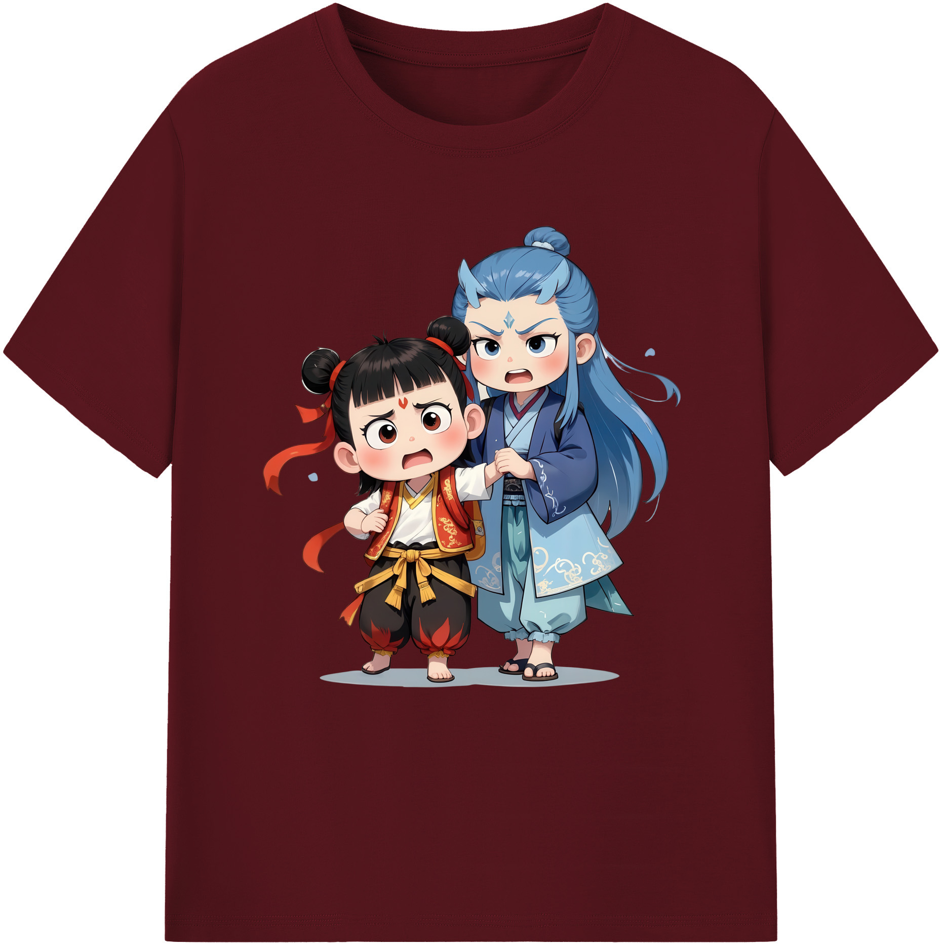 （画像用） Ne Zha 2 ナタ 魔童の大暴れ 綿100％半袖Tシャツ（フロントプリント）